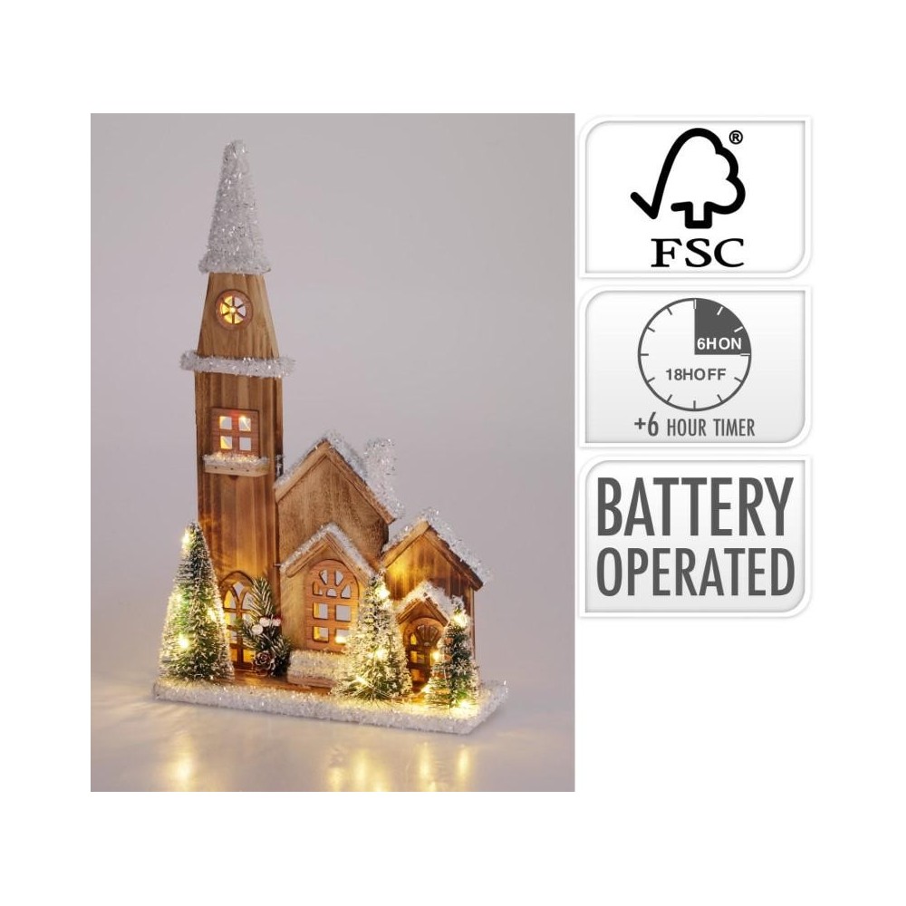 PAESAGGIO NATALE LEGNO LED 26X8X43